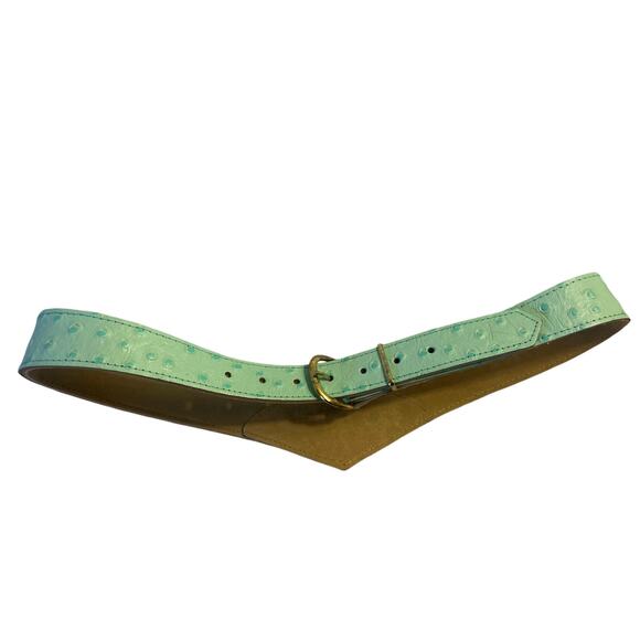 Vtg Faux Croc Aqua Belt Small, High or Low Waist Look, 80’s Style - Picture 5 of 8